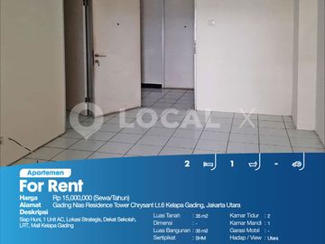 Apartemen Gading Nias Residence Tower Chrysant Lt.6 Kelapa Gading, Jakarta Utara