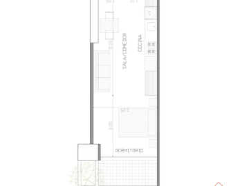 1302 Inversión segura: La Carolina Studio 34,65 m con balcón 5,46 m  y vista de Venta.