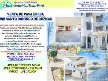 VENTA CASA DE 3PISOS EN ICA, URB SANTO DOMINGO DE GUZMÁN