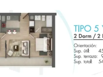 Se Vende cómodo departamento amoblado en Vina del mar, calle Viana, Estilo mariposa 2 Dormitorios 2 Baños , 1 Estacionamiento UF 4400
