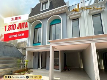 JUAL RUMAH MEWAH 3 LANTAI MURAH DEKAT TOL SETU BAMBU APUS MABES TNI CILANGKAP 1 MILYARAN