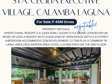 **one away** Operational resort in Sta. Cecilia Executive Village, Calamba Laguna for sale