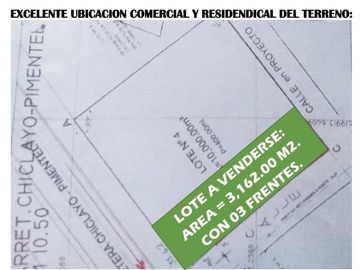 VENTA DE TERRENO EN ESQUINA Y A FILO DE PISTA CARRETERA PIMENTEL