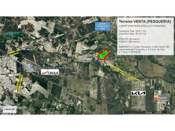 Excelente Estrategico Terreno Industrial / Comercial Venta Carretera a Pesqueria inmediato al Libramiento y a KIA y Ternium 26,100 m2 (84 m FRENTE)