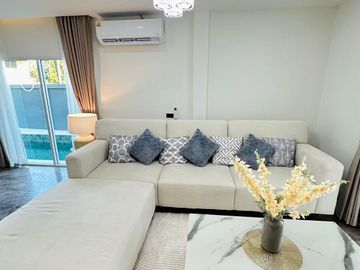 Pool villa for sale at Hang Dong in a hi-end village, decorated in modern luxury style.
