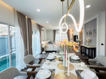 Pool villa for sale at Hang Dong in a hi-end village, decorated in modern luxury style.