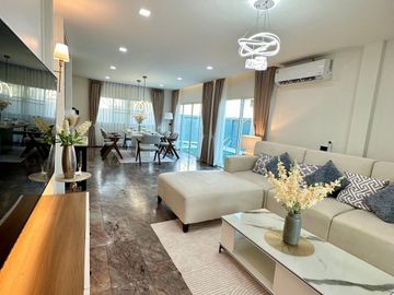 Pool villa for sale at Hang Dong in a hi-end village, decorated in modern luxury style.