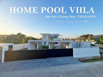 Modern Luxury Private Pool Villa for sale, surrounded by natural garden, a local quiet village and convenient stores.
