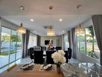Modern Luxury Private Pool Villa for sale, surrounded by natural garden, a local quiet village and convenient stores.