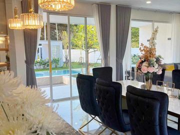 Modern Luxury Private Pool Villa for sale, surrounded by natural garden, a local quiet village and convenient stores.
