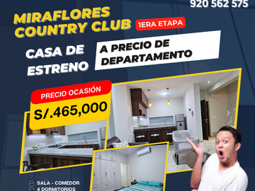 VENDO CASA A PRECIO DE DEPARTAMENTO EN MIRAFLORE COUNTRY CLUB, CASTILLA