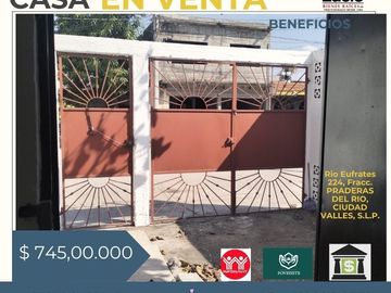 CASA EN VENTA EN PRADERAS DEL RIO A 1 CUADRA DE LA GUARDERIA FRUCTUOSO LOPEZ CARDENAS, CIUDAD VALLES, SLP