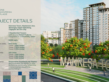 Pre-Selling: Studio Unit, One Manresa Place Uptown Cagayan de Oro City