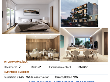Exclusivo departamento con 80m2 de construcción en venta, Col. Nonalco, Benito Juárez
