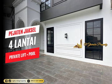 RUMAH MEWAH STRATEGIS 4 LANTAI MURAH PLUS PRIVATE POOL AKSES MUDAH KE SCBD SUDIRMAN JAKARTA