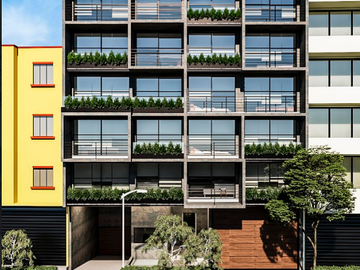 Tu departamento en la Calle de Monterrey, Roma Sur 68 m2. de construcción, 2 recámaras, 2 baños, 1 estacionamiento