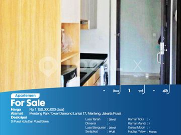 Apartemen Menteng Park Tower Diamond Lantai 17, Menteng, Jakarta Pusat