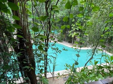 Depa 2 recs amueblado y decorado en Tulum: 2 albercas y áreas verdes.