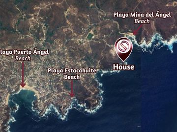 Casa con terraza y alberca privada, en venta, La Mina Puerto Ángel, Oaxaca