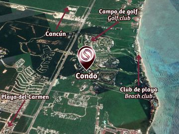 Departamento exclusivo, campo de golf, club de playa, venta, Playa del Carmen