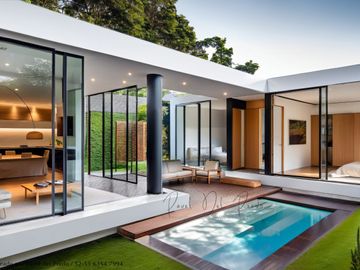Venta Casa moderna en un nivel con vista al jardín, y hermosa terraza