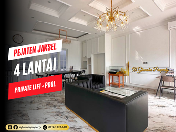 RUMAH MEWAH 4 LANTAI ADA KOLAM RENANG BISA TAMBAH LIFT PEJATEN KALIBATA JAKARTA SELATAN