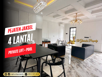 RUMAH MEWAH 4 LANTAI ADA KOLAM RENANG BISA TAMBAH LIFT PEJATEN KALIBATA JAKARTA SELATAN