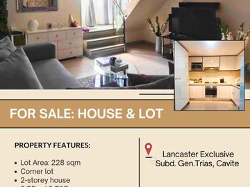 For Sale House & Lot located in Lancaster Exclusive Subd. Gen Trias, Cavite