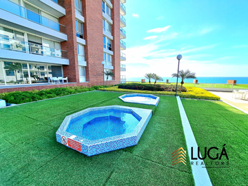 Departamento primera línea al mar 3 dormitorios amoblado en renta, sector playa murciélago, cerca al Mall del Pacífico, Manta, Ecuador