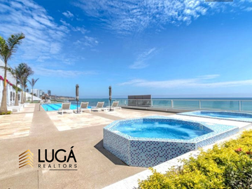 Departamento primera línea al mar 3 dormitorios amoblado en renta, sector playa murciélago, cerca al Mall del Pacífico, Manta, Ecuador