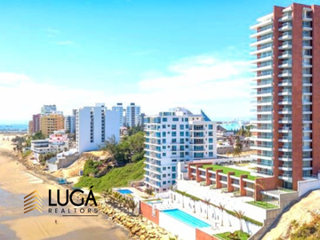 Departamento primera línea al mar 3 dormitorios amoblado en renta, sector playa murciélago, cerca al Mall del Pacífico, Manta, Ecuador