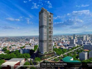 𝗢𝗡𝗘 𝗗𝗘𝗟𝗧𝗔 𝗧𝗘𝗥𝗥𝗔𝗖𝗘𝗦 Studio Condo in West Ave.,Quezon City near Fisher Mall, Solaire, Timog, Trinoma, MRT, Vertis North