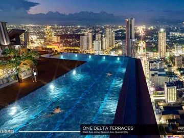 𝗢𝗡𝗘 𝗗𝗘𝗟𝗧𝗔 𝗧𝗘𝗥𝗥𝗔𝗖𝗘𝗦 Studio Condo in West Ave.,Quezon City near Fisher Mall, Solaire, Timog, Trinoma, MRT, Vertis North
