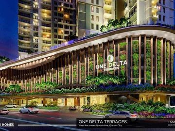 𝗢𝗡𝗘 𝗗𝗘𝗟𝗧𝗔 𝗧𝗘𝗥𝗥𝗔𝗖𝗘𝗦 Studio Condo in West Ave.,Quezon City near Fisher Mall, Solaire, Timog, Trinoma, MRT, Vertis North