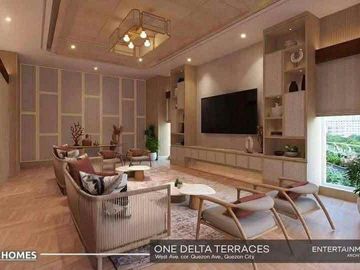 𝗢𝗡𝗘 𝗗𝗘𝗟𝗧𝗔 𝗧𝗘𝗥𝗥𝗔𝗖𝗘𝗦 Studio Condo in West Ave.,Quezon City near Fisher Mall, Solaire, Timog, Trinoma, MRT, Vertis North