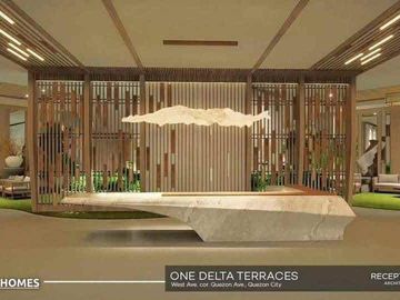 𝗢𝗡𝗘 𝗗𝗘𝗟𝗧𝗔 𝗧𝗘𝗥𝗥𝗔𝗖𝗘𝗦 Studio Condo in West Ave.,Quezon City near Fisher Mall, Solaire, Timog, Trinoma, MRT, Vertis North