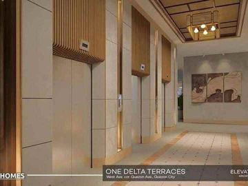 𝗢𝗡𝗘 𝗗𝗘𝗟𝗧𝗔 𝗧𝗘𝗥𝗥𝗔𝗖𝗘𝗦 Studio Condo in West Ave.,Quezon City near Fisher Mall, Solaire, Timog, Trinoma, MRT, Vertis North