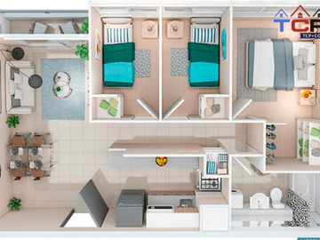 Departamento 3d1b 47 m2 valor 2577 uf compra sin pagar pie aprobado al 90% al 85% pagas 5% y al 80% pagas 10% préstamo del 5% y 10% se paga en cuota