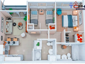 Departamento nuevo  Renca 2d2b 44 m2 valor  2255 uf compra con beneficio bono pie del 5% y 10% bono pie no se paga