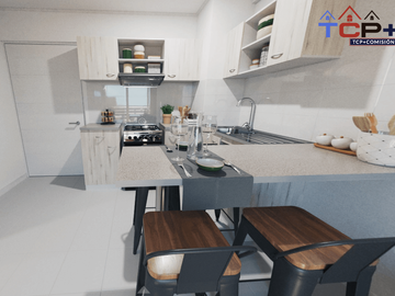 Departamento nuevo  Renca 2d2b 44 m2 valor  2255 uf compra con beneficio bono pie del 5% y 10% bono pie no se paga