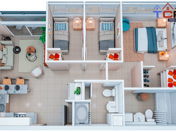 Departamento nuevo  Renca 3d2b 48 m2 valor  2396 uf compra con beneficio bono pie del 5% y 10% bono pie no se paga