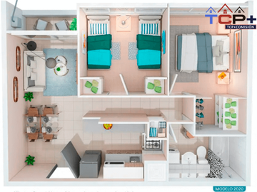 Departamento nuevo en Renca 2d1b 44 m2 valor 2198 uf compra con bono pie del 5% y 10% préstamo del 5% y 10%