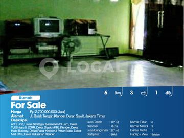 Rumah Jl. Bulak Tengah Klender, Duren Sawit, Jakarta Timur