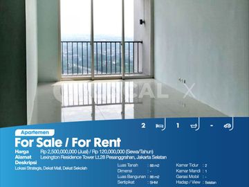 Apartemen Lexington Residence Tower Lt.28 Pesanggrahan, Jakarta Selatan