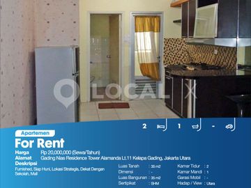 Apartemen Gading Nias Residence Tower Alamanda Lt.11 Kelapa Gading, Jakarta Utara