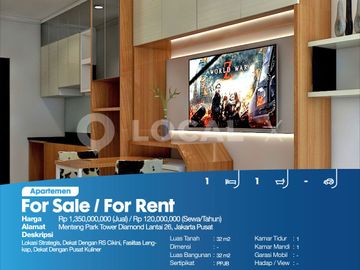 Apartemen Menteng Park Tower Diamond Lantai 26, Jakarta Pusat