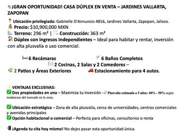 GRAN OPORTUNIDAD! CASA DÚPLEX EN VENTA – JARDINES VALLARTA, ZAPOPAN