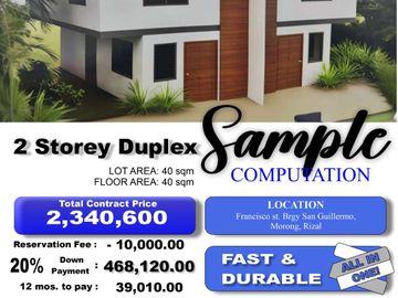 2 Storey Duplex type INNO HOMES MORONG