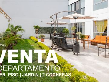 VENTA DE DEPARTAMENTO EN PRIMER PISO, FRENTE A PARQUE EN SURCO