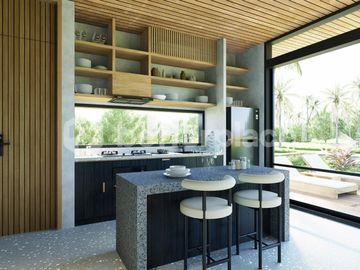Seaside Serenity & Modern Comfort : Stylish Enclosed Living Villa with Tranquil Rice Field Views